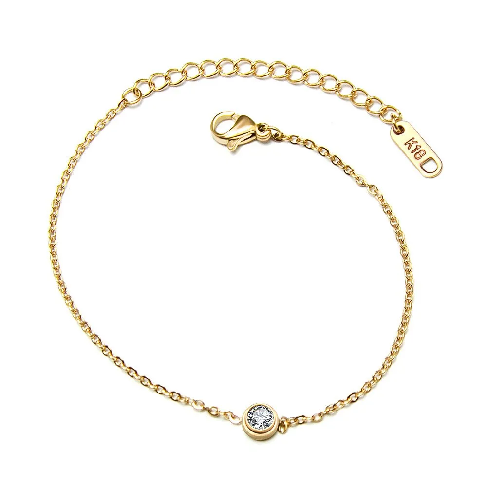 316L Stainless Steel  A Zircon Shiny Beautiful Golden Bracelet For Women