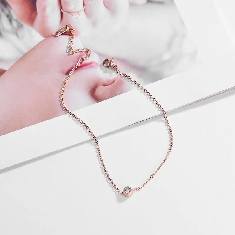 316L Stainless Steel  A Zircon Shiny Beautiful Golden Bracelet For Women