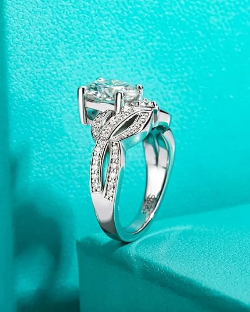 3.55Ctw Moissanite Engagement Rings D Color VVS1 925 Sterling Silver Crown Wedding Rings Mask Promise Ring Wedding Band Eternity Rings for Women with Certificate