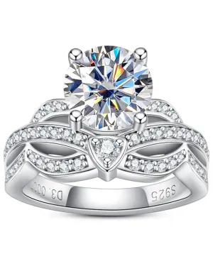3.55Ctw Moissanite Engagement Rings D Color VVS1 925 Sterling Silver Crown Wedding Rings Mask Promise Ring Wedding Band Eternity Rings for Women with Certificate