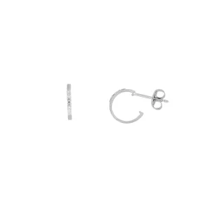 9 Carat White Gold and Diamond Half Hoop Earrings