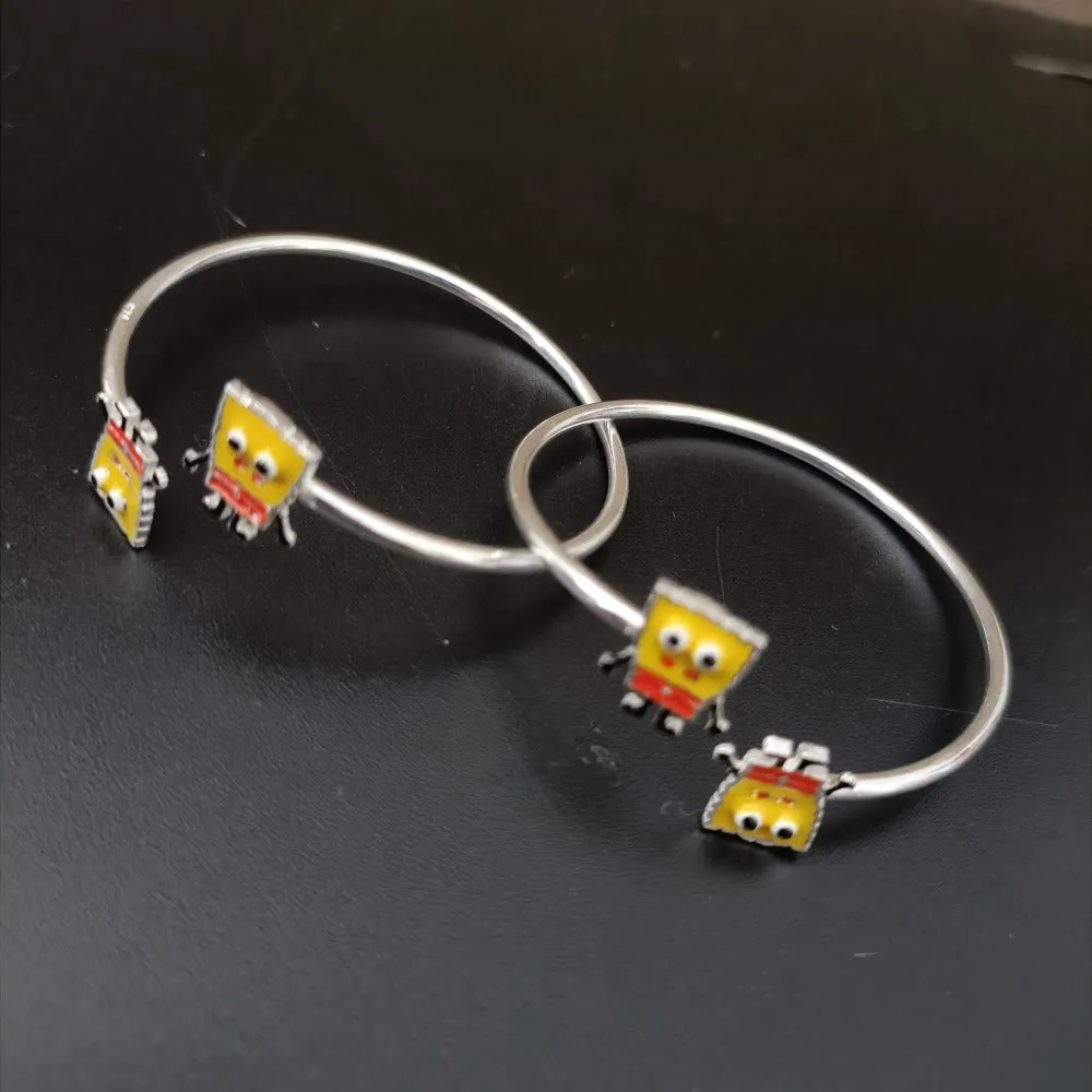 925 Silver Designer Unisex Openable Baby Bangle Set (Design 149)