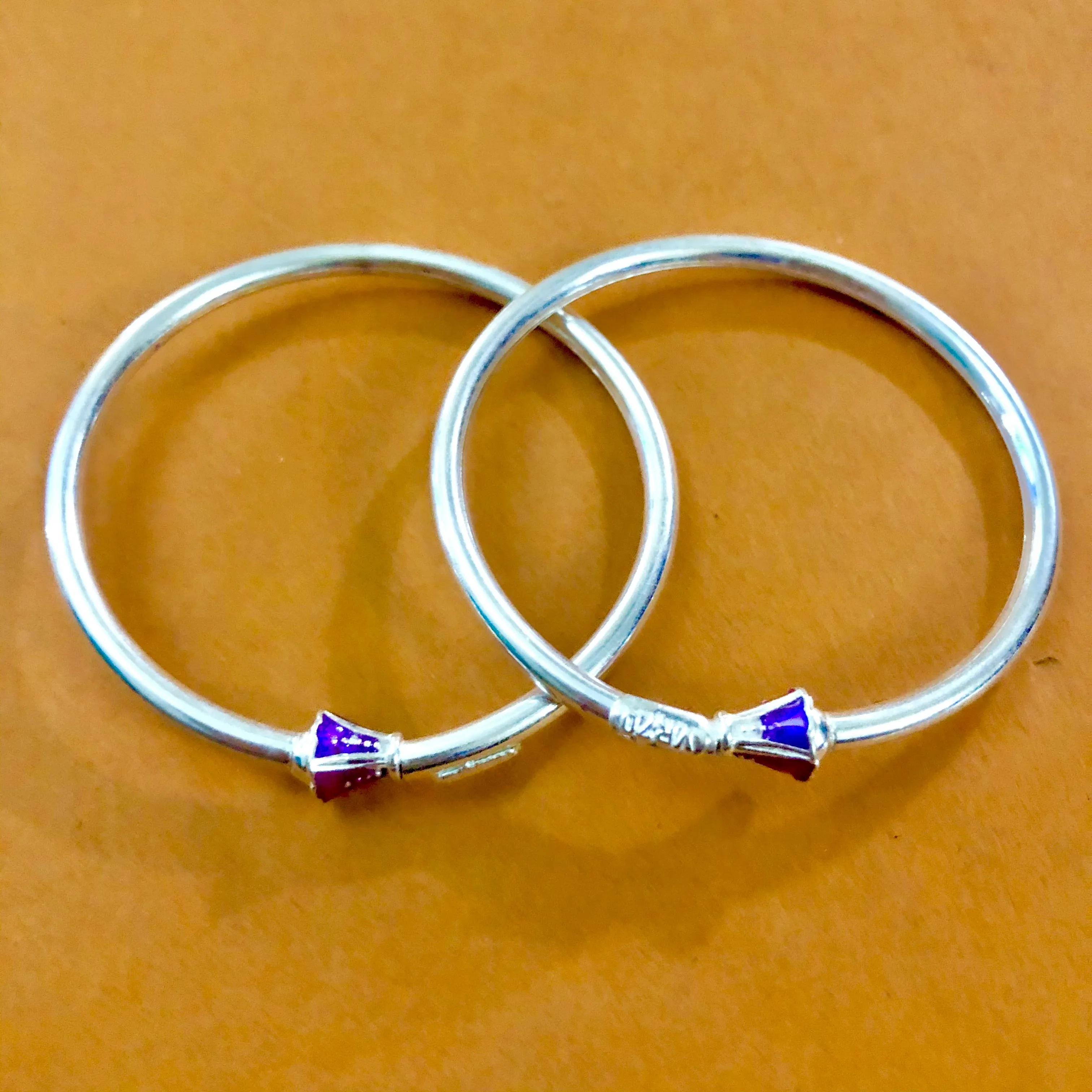 925 Silver Designer Unisex Openable Baby Bangle Set (Design 56)