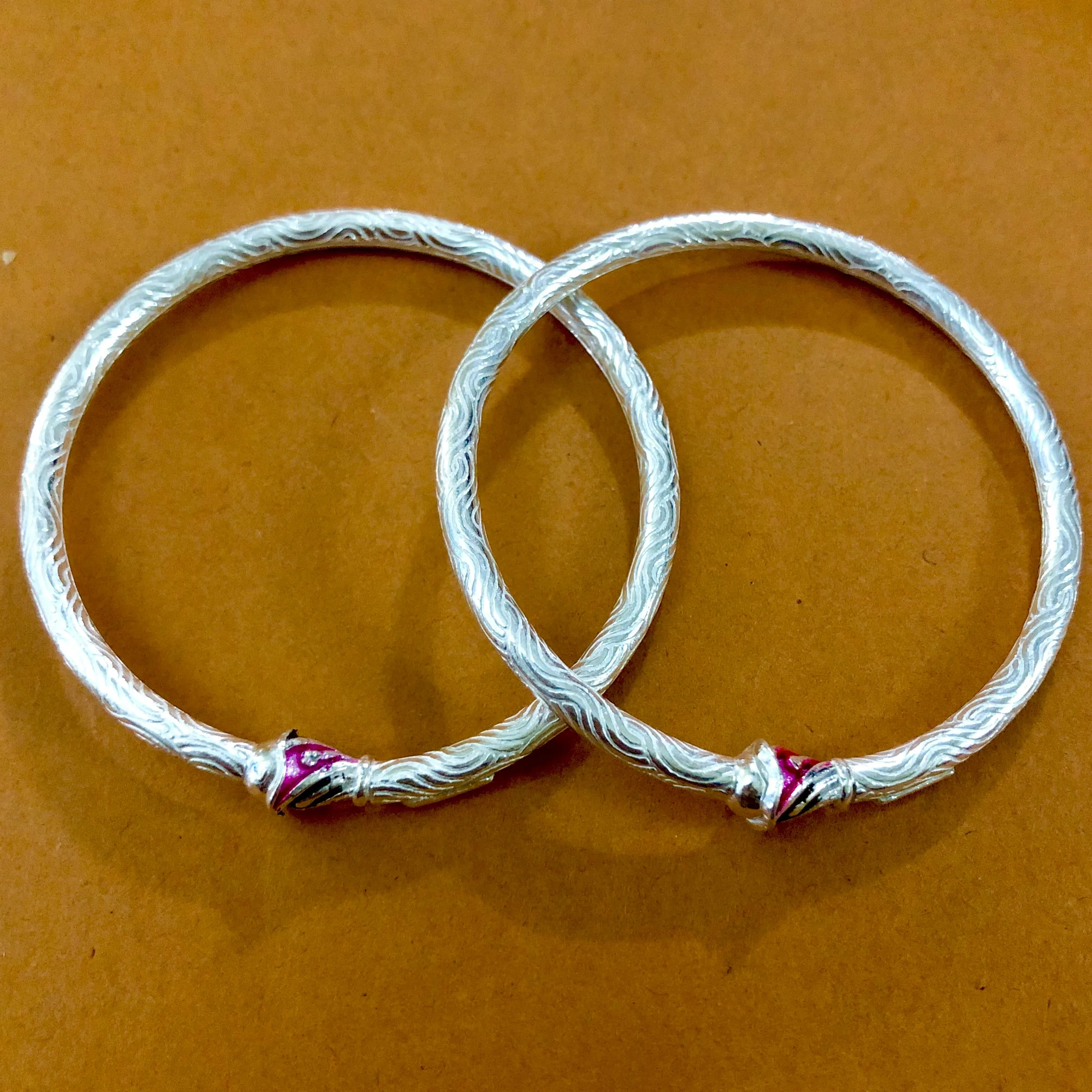 925 Silver Designer Unisex Openable Baby Bangle Set (Design 62)