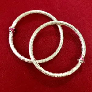 925 Silver Designer Unisex Openable Baby Bangle Set (Design 62)