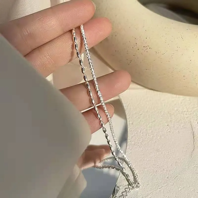 925 Sterling Silver Double Layer Bracelet Beads Exquisite Simple Women Bracelet Fine Jewelry Accessories