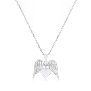 925 Winged Heart Rhodium Plated Chain Pendants
