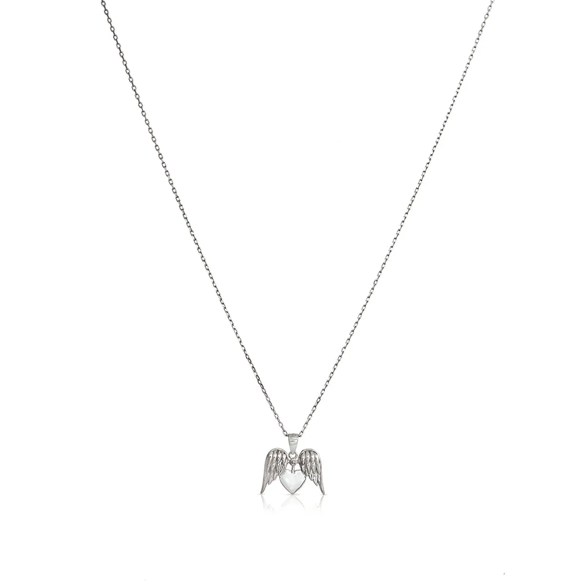 925 Winged Heart Rhodium Plated Chain Pendants