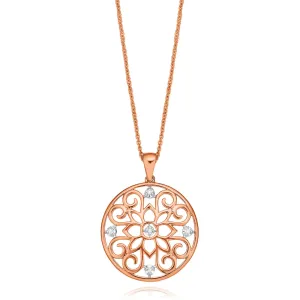 9ct Rose Gold & Diamond Set Patterned Pendant