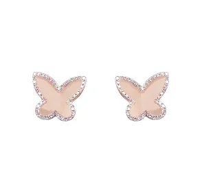 9ct Rose Gold Diamond Butterfly Stud Earrings