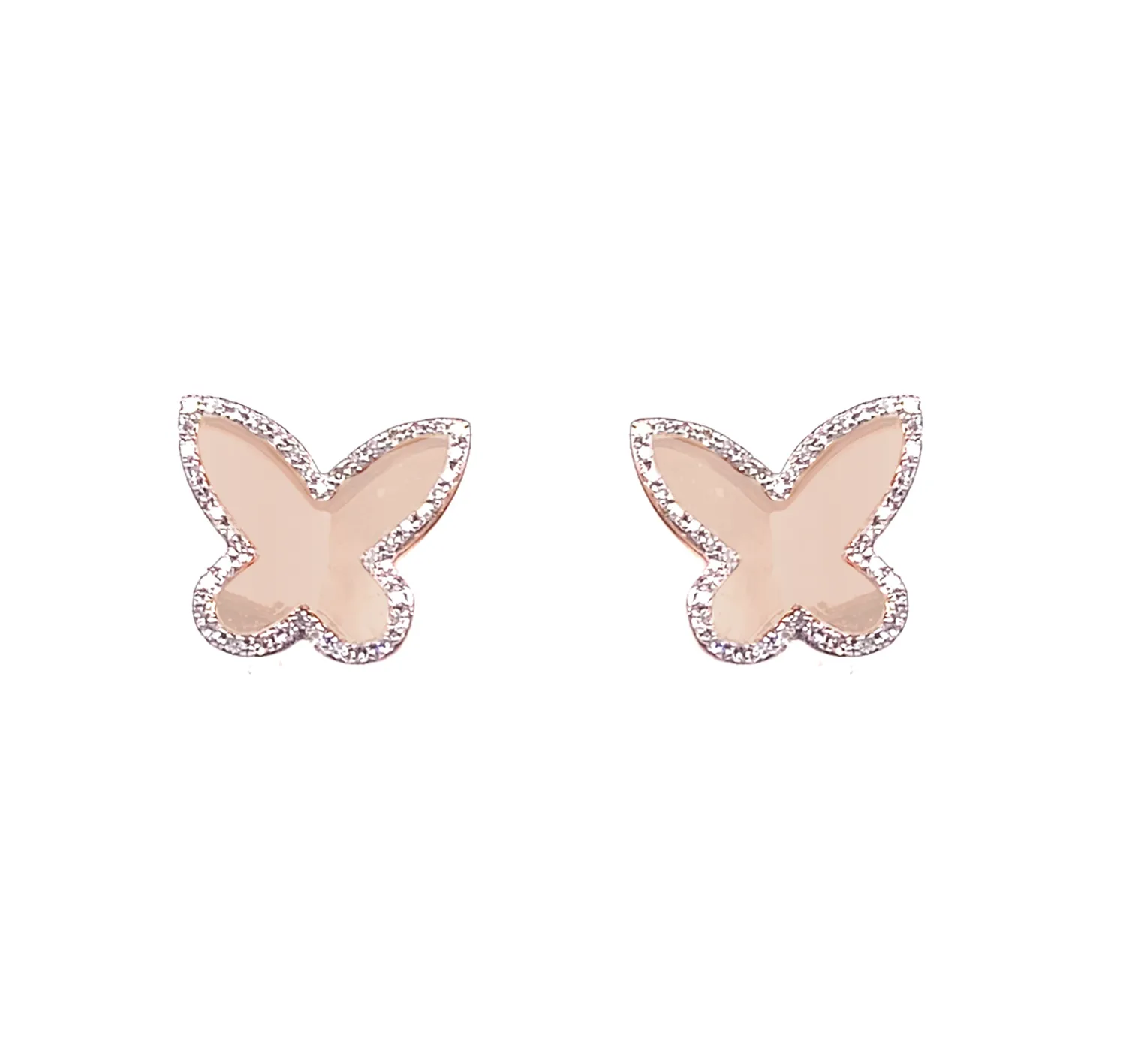 9ct Rose Gold Diamond Butterfly Stud Earrings
