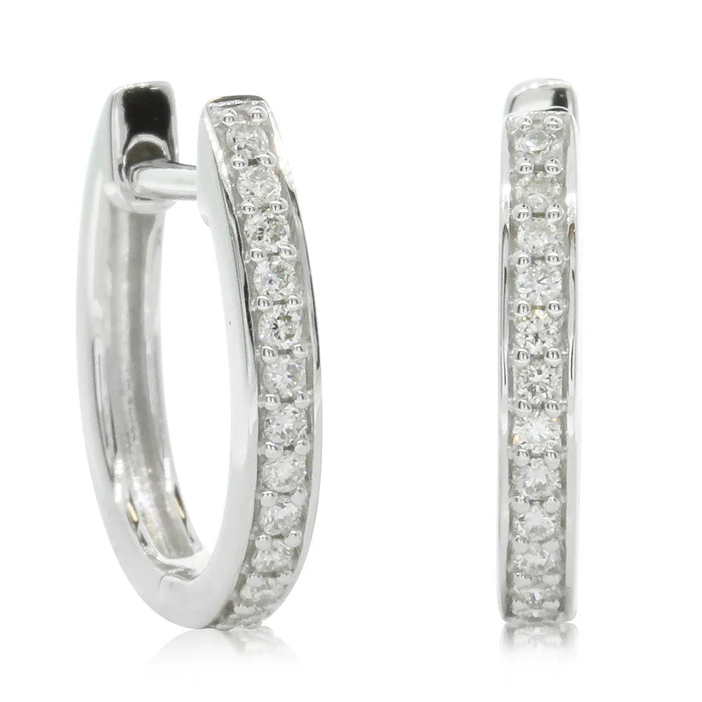 9ct White Gold .15ct Diamond Huggie Earrings