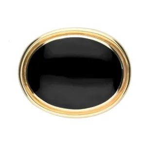 9ct Yellow Gold Whitby Jet Large Classic Framed Oval Brooch
