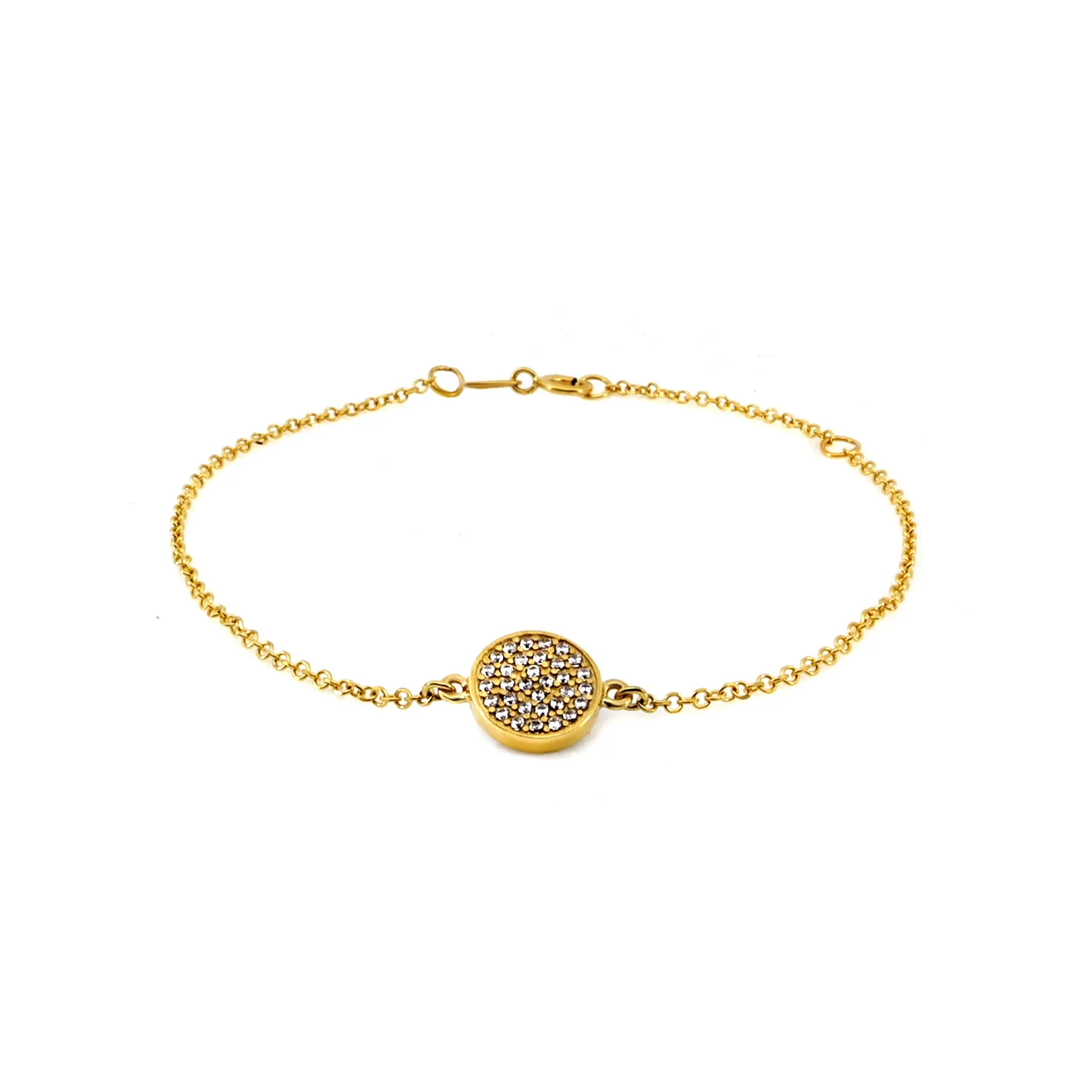 9K Gold Cubic Zirconia Disc Bracelet - 20731212