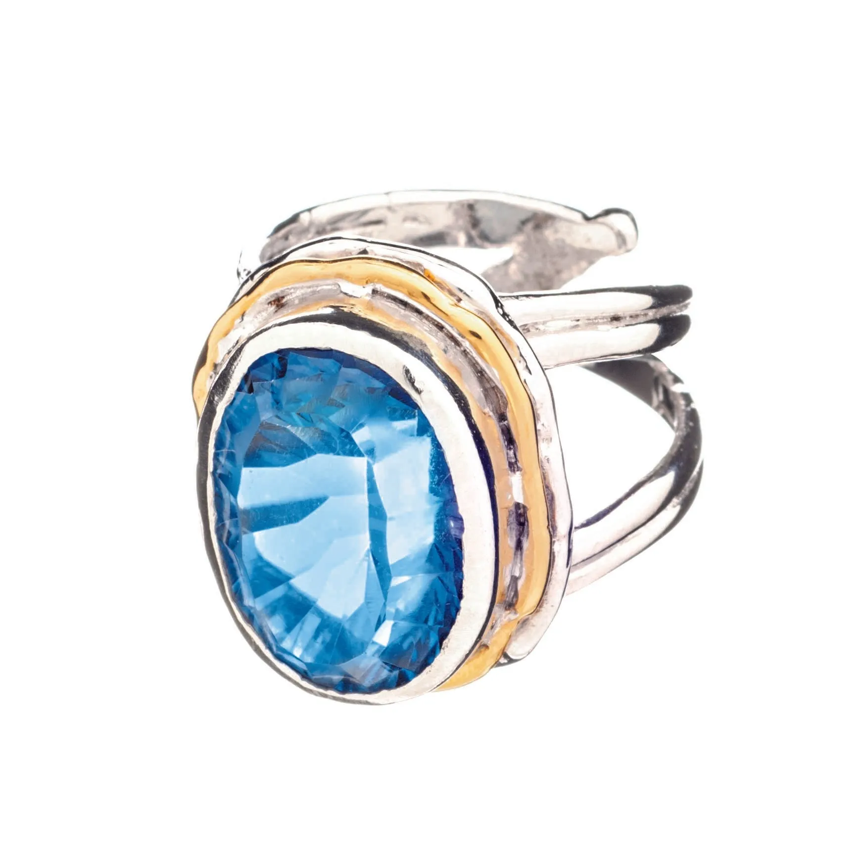 Adjustable Magnolia Ring in silver gold & various gemstones