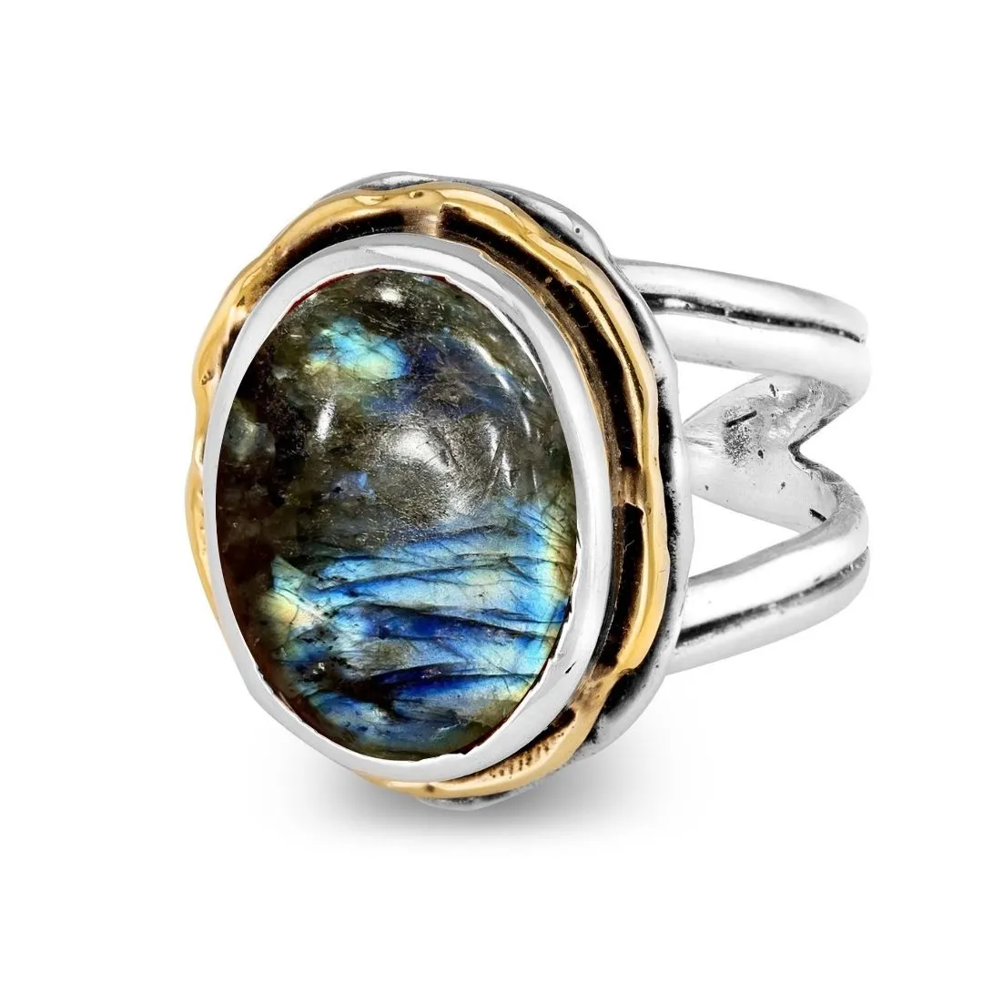Adjustable Magnolia Ring in silver gold & various gemstones