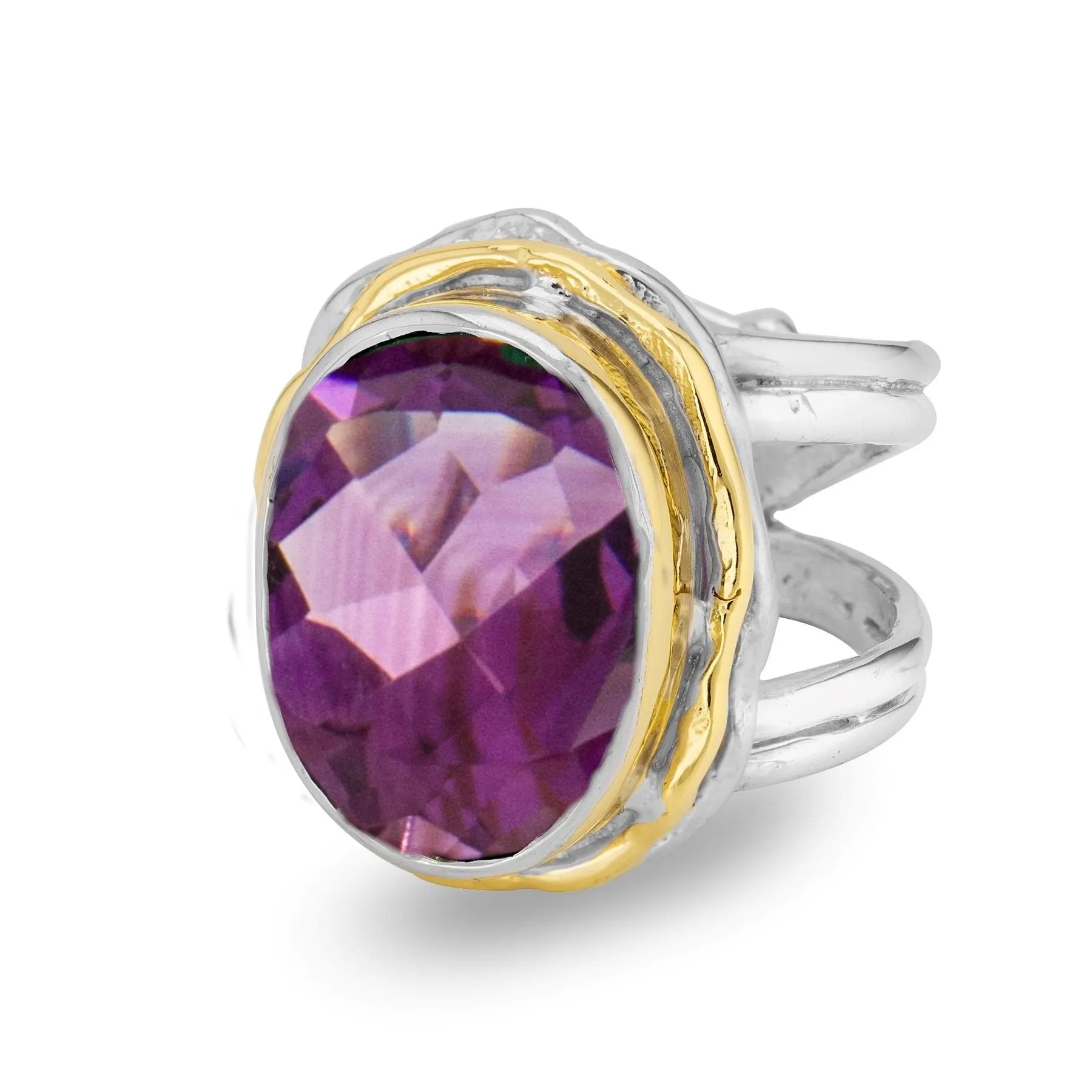 Adjustable Magnolia Ring in silver gold & various gemstones