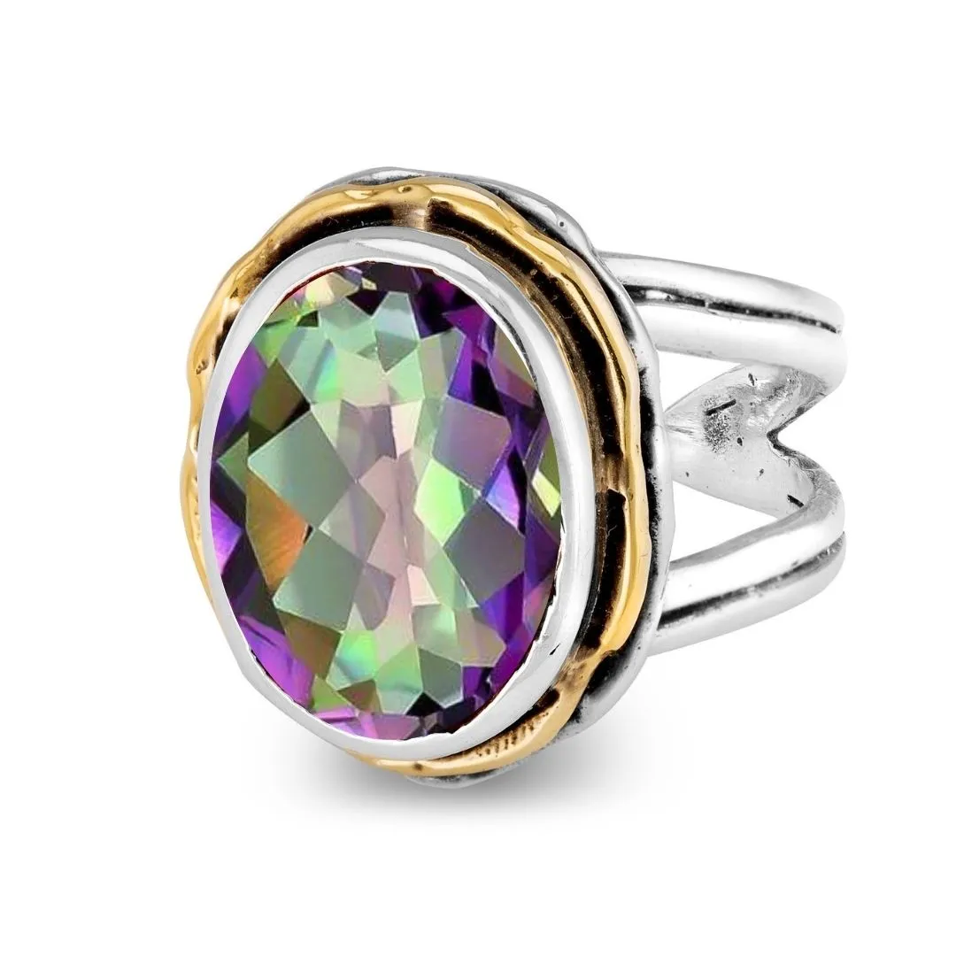 Adjustable Magnolia Ring in silver gold & various gemstones