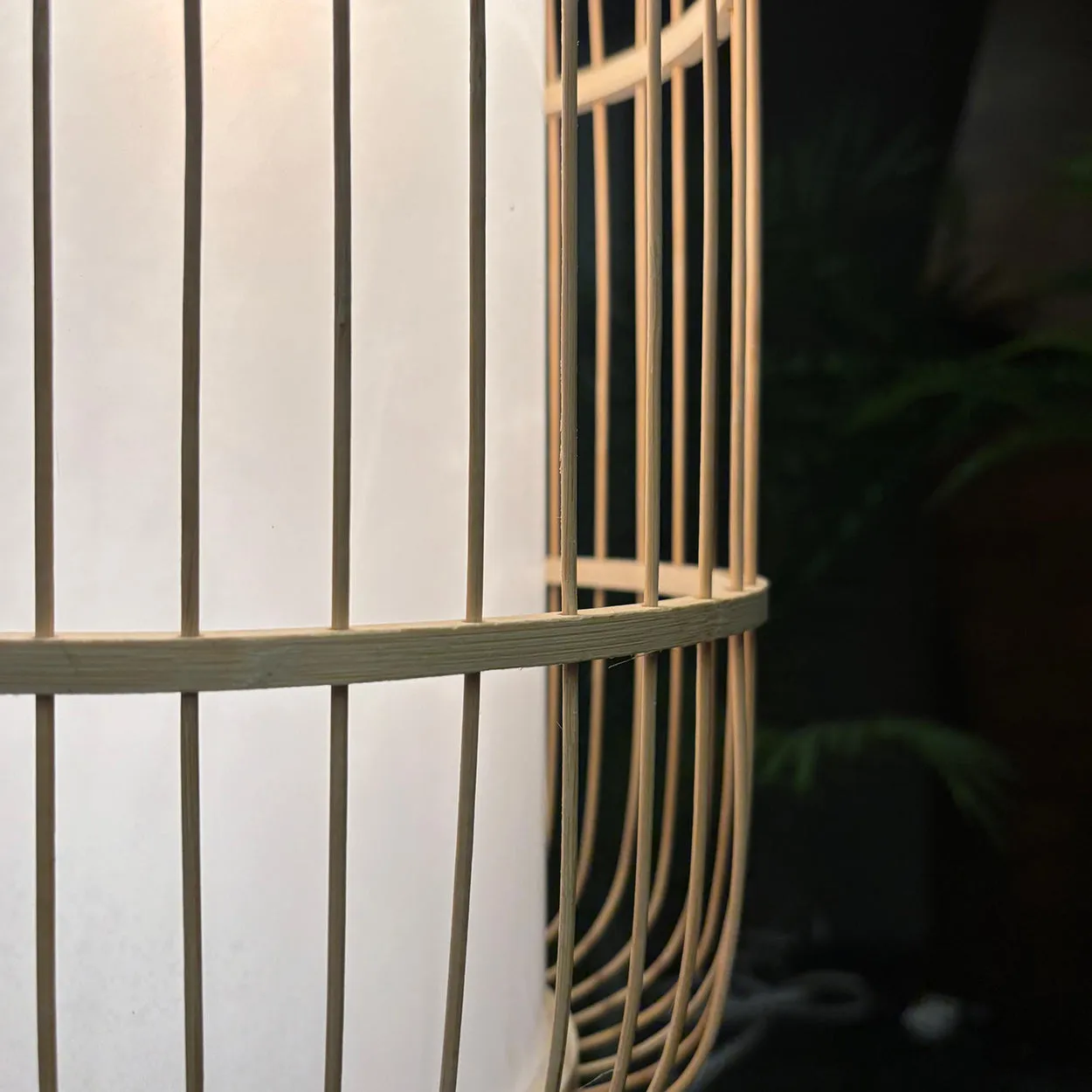 ANKUR NIVA NATURAL BAMBOO CANE AND FABRIC PENDANT LIGHT