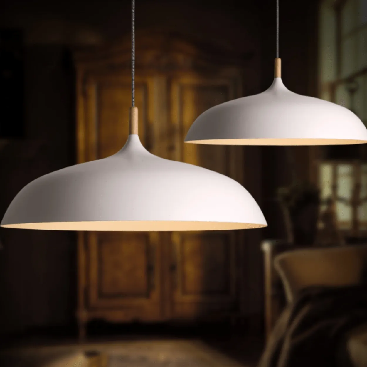 ANKUR NORDIC WIDE METAL AND NATURAL WOOD PENDANT LIGHT