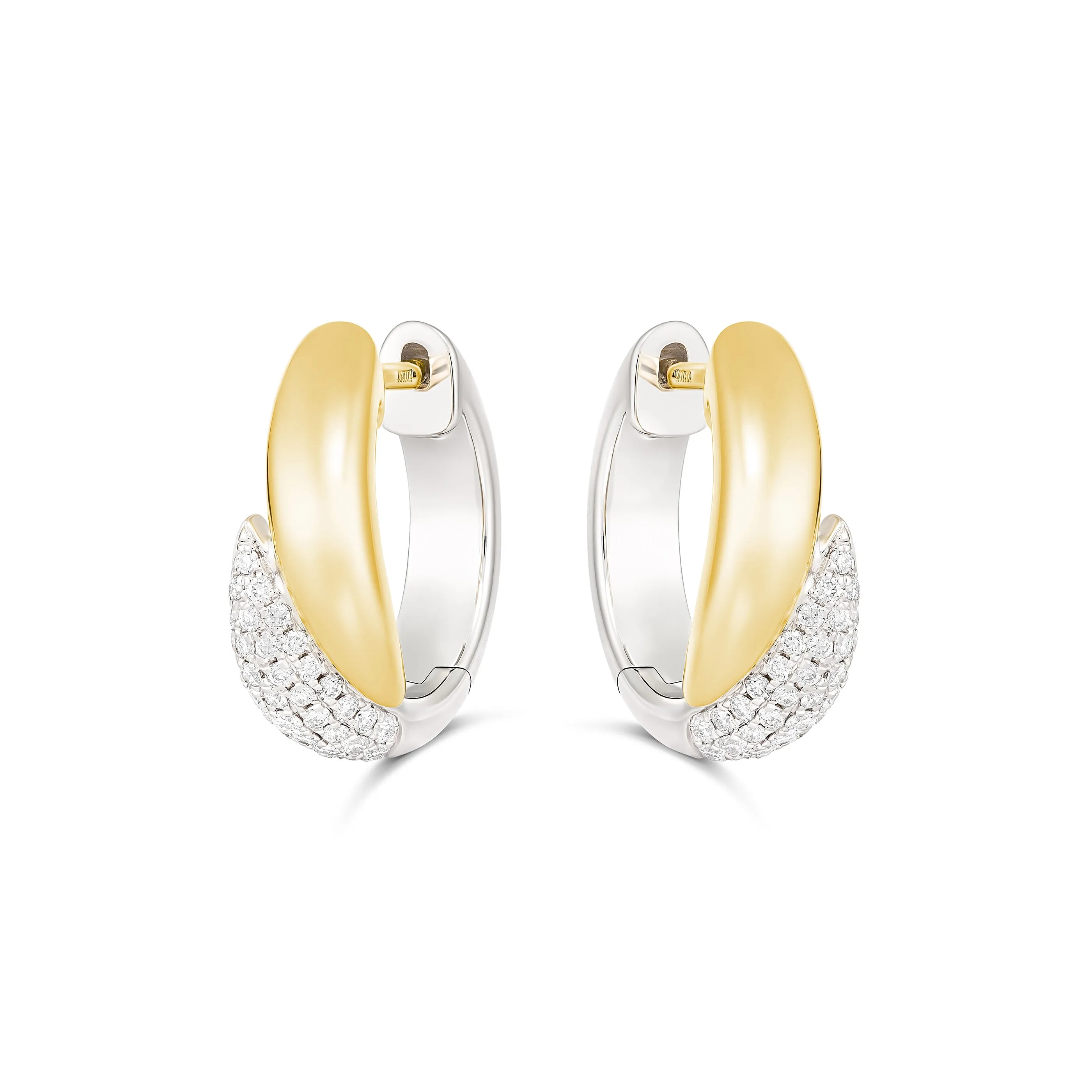 Artisan Two Tone Diamond Huggies Small