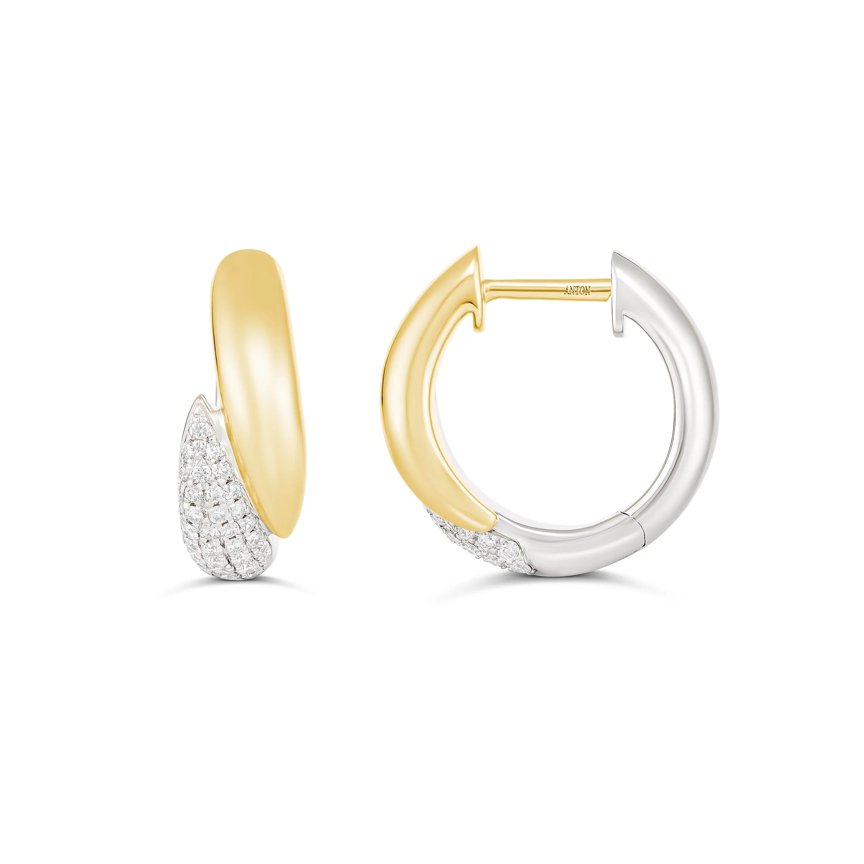 Artisan Two Tone Diamond Huggies Small