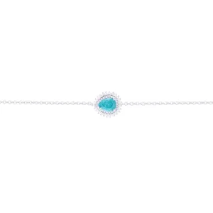 Asfour Chain Bracelet made of 925 sterling silver, with a pear Pendant, inlaid with a Green zircon Stone