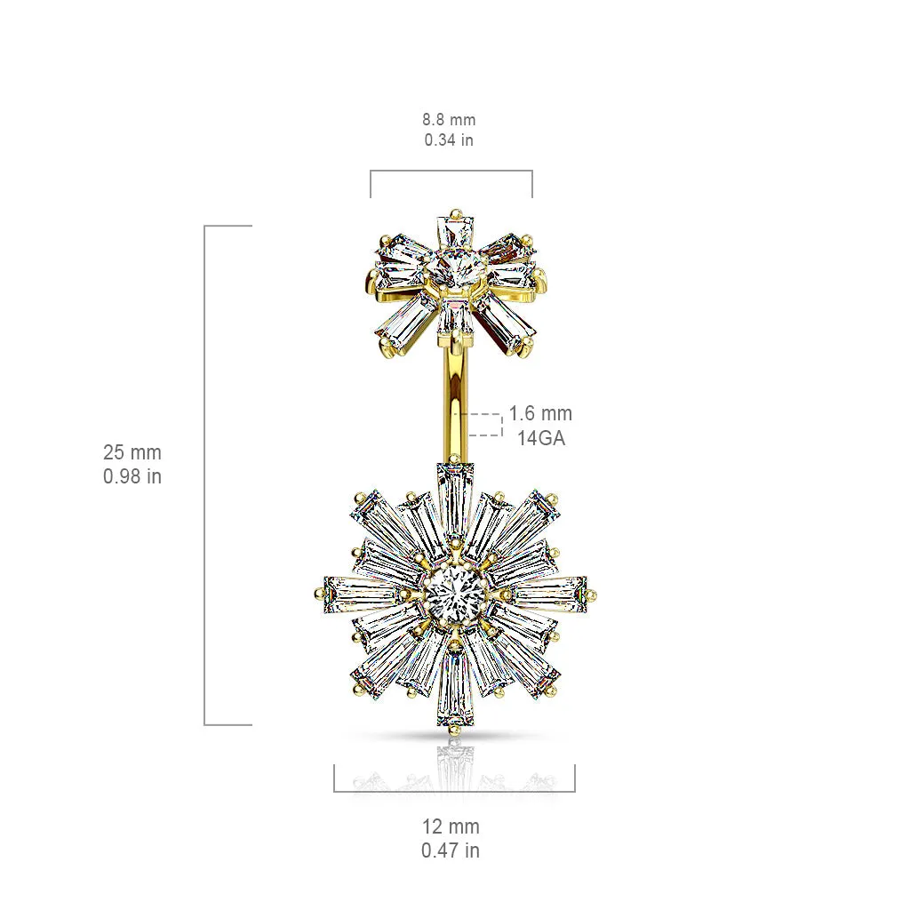 Baguette Fusion Belly Ring with Rose Gold Plating