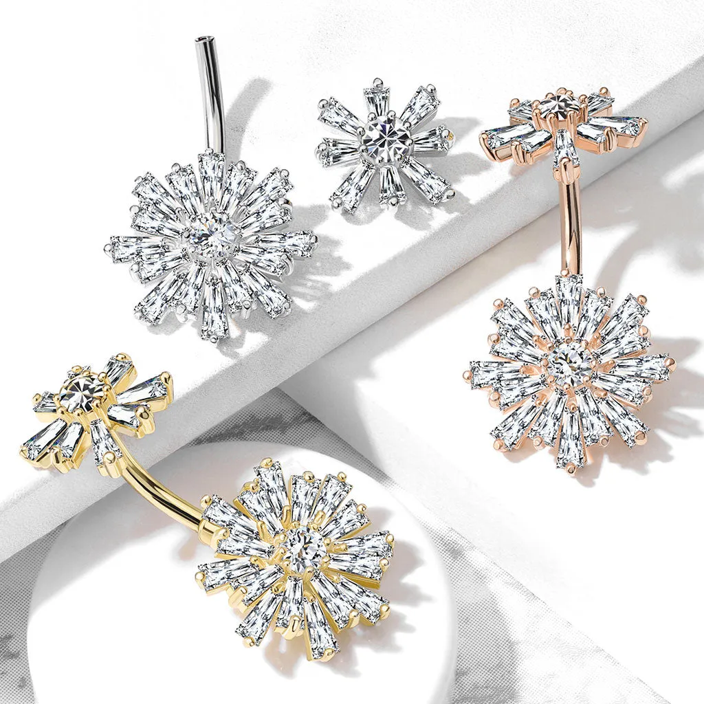 Baguette Fusion Belly Ring with Rose Gold Plating