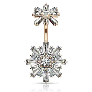 Baguette Fusion Belly Ring with Rose Gold Plating