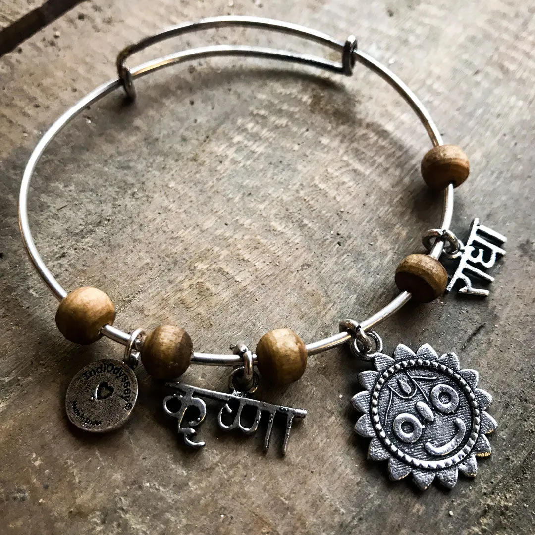 Bangle Bracelet RadhaKrishna Jagannath Adjustable Sterling Silver