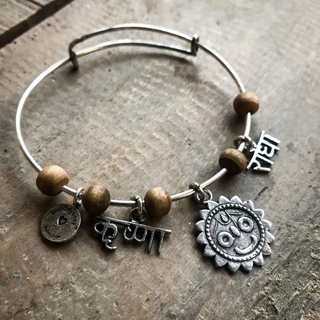 Bangle Bracelet RadhaKrishna Jagannath Adjustable Sterling Silver