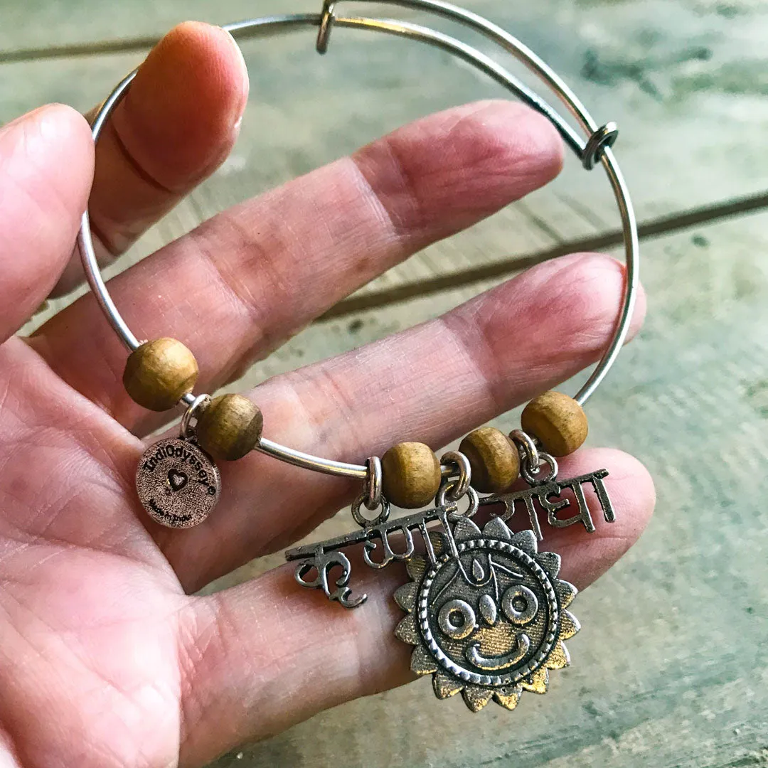 Bangle Bracelet RadhaKrishna Jagannath Adjustable Sterling Silver