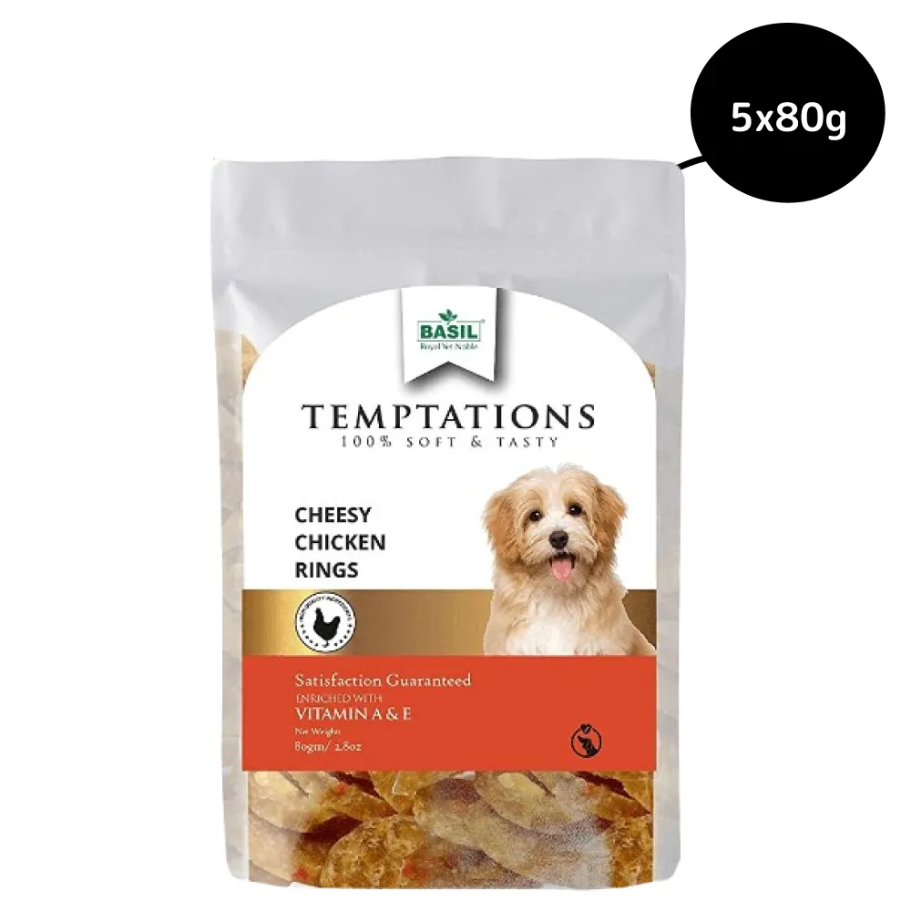 Basil Temptations Cheesy Chicken Rings Dog Treat