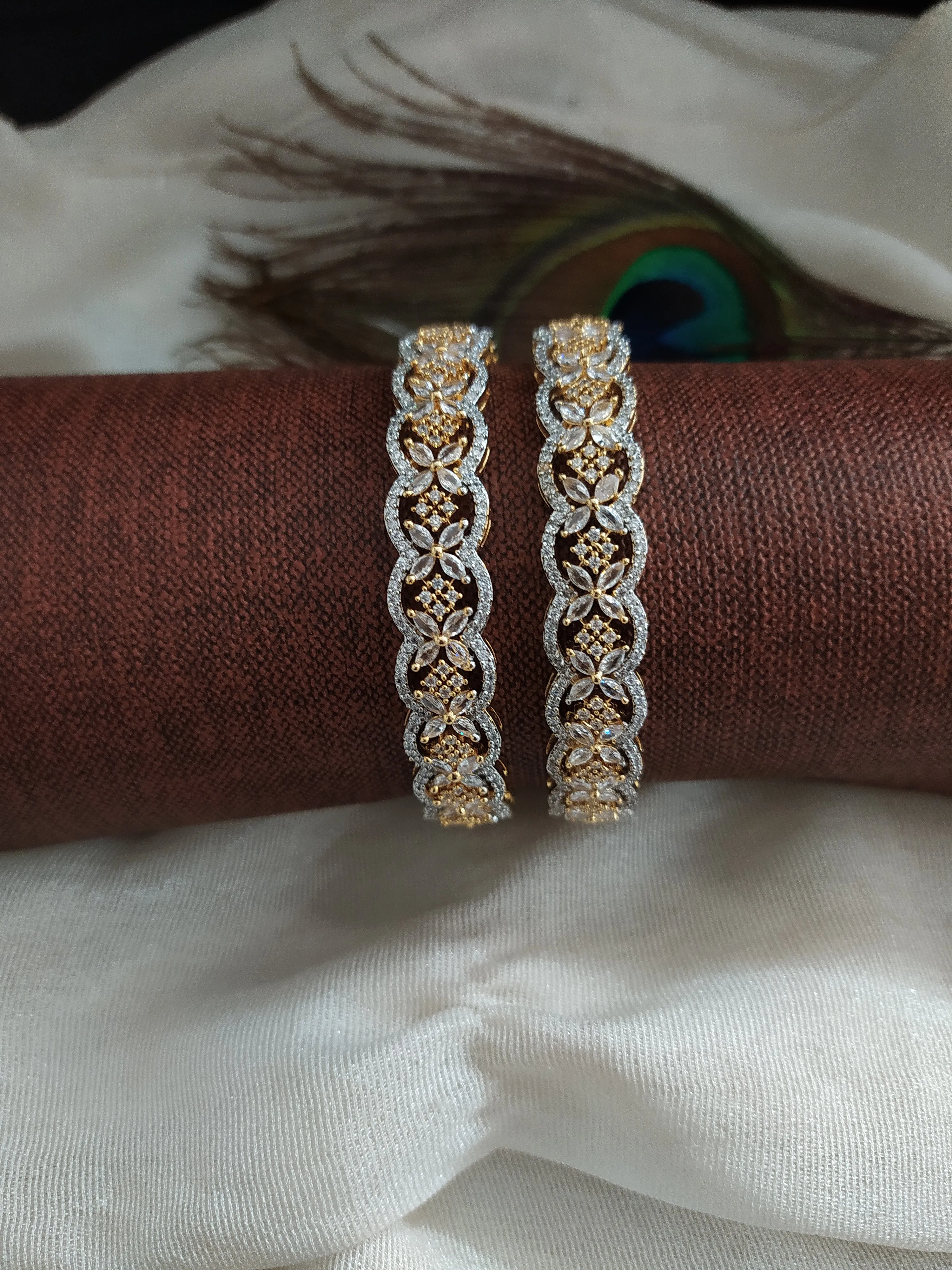 Beautiful Gold and Silver Plated Stylish Zircon Bangles