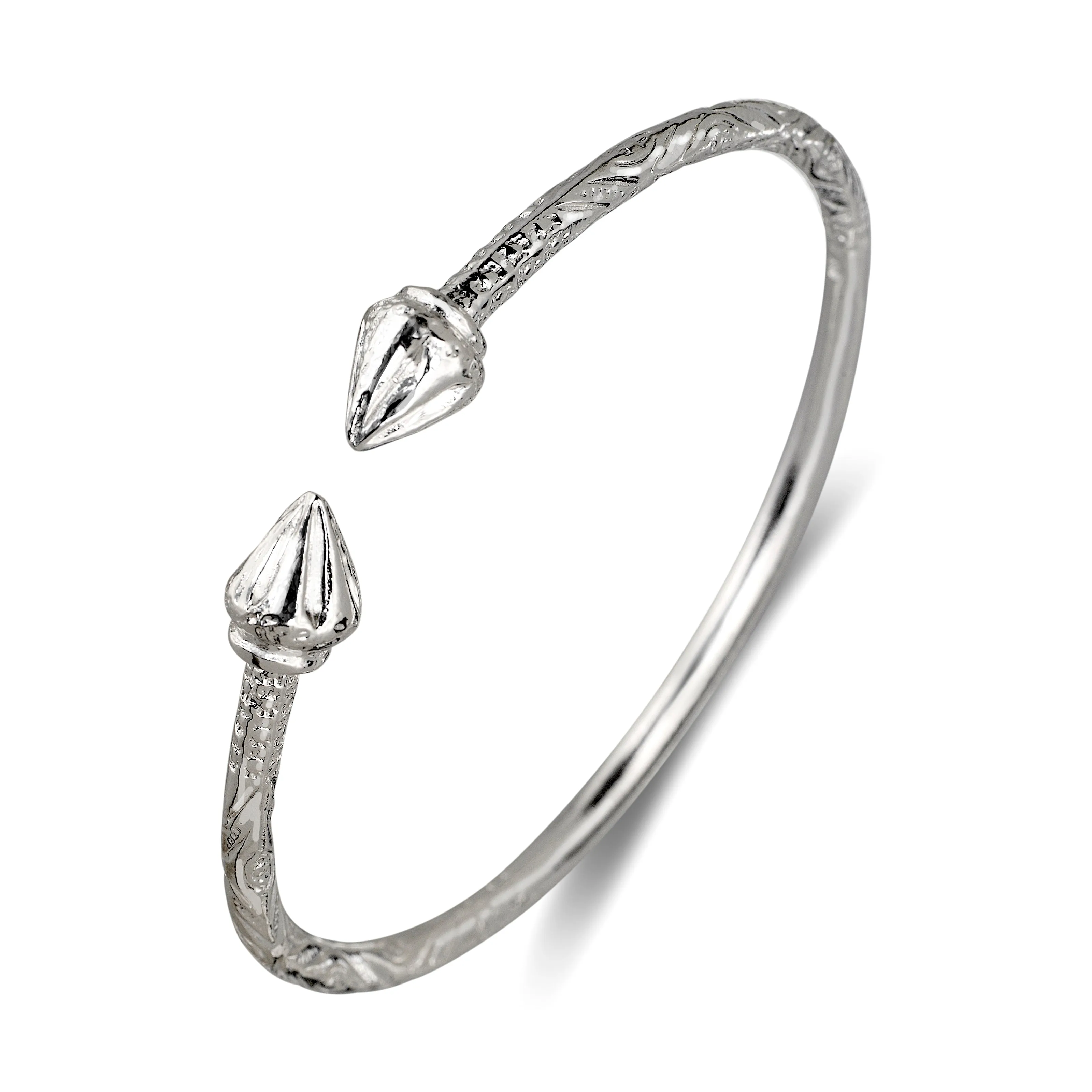 Better Jewelry Arrow .925 Sterling Silver West Indian Bangles, 1 pair