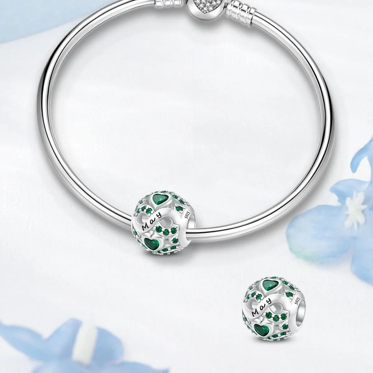 Birthstone Charms 925 Sterling Silver Charms for Europe and America Bracelets and Necklaces Anniversary Celebration Christmas Women's Jewelry Gifts