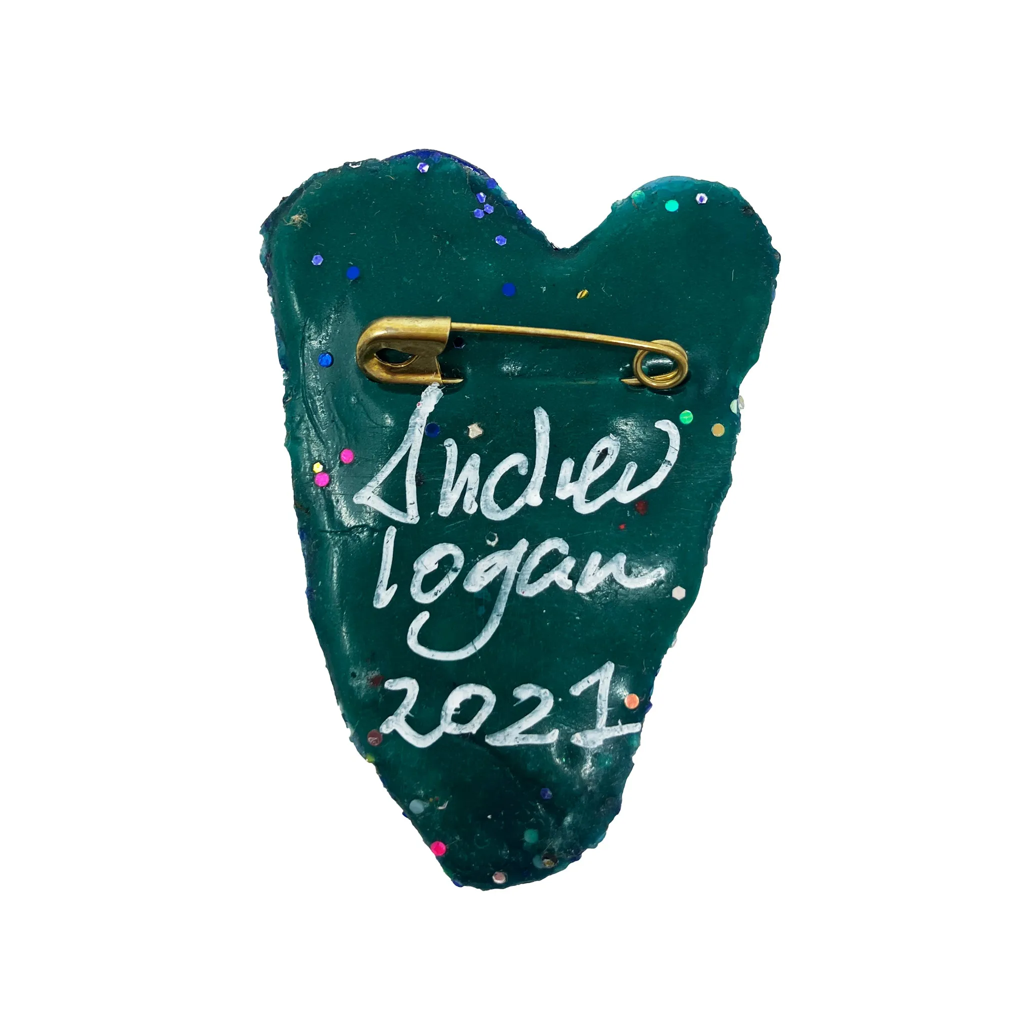 BLUE & TURQUOISE HEART BROOCH WITH BEADS, 2022
