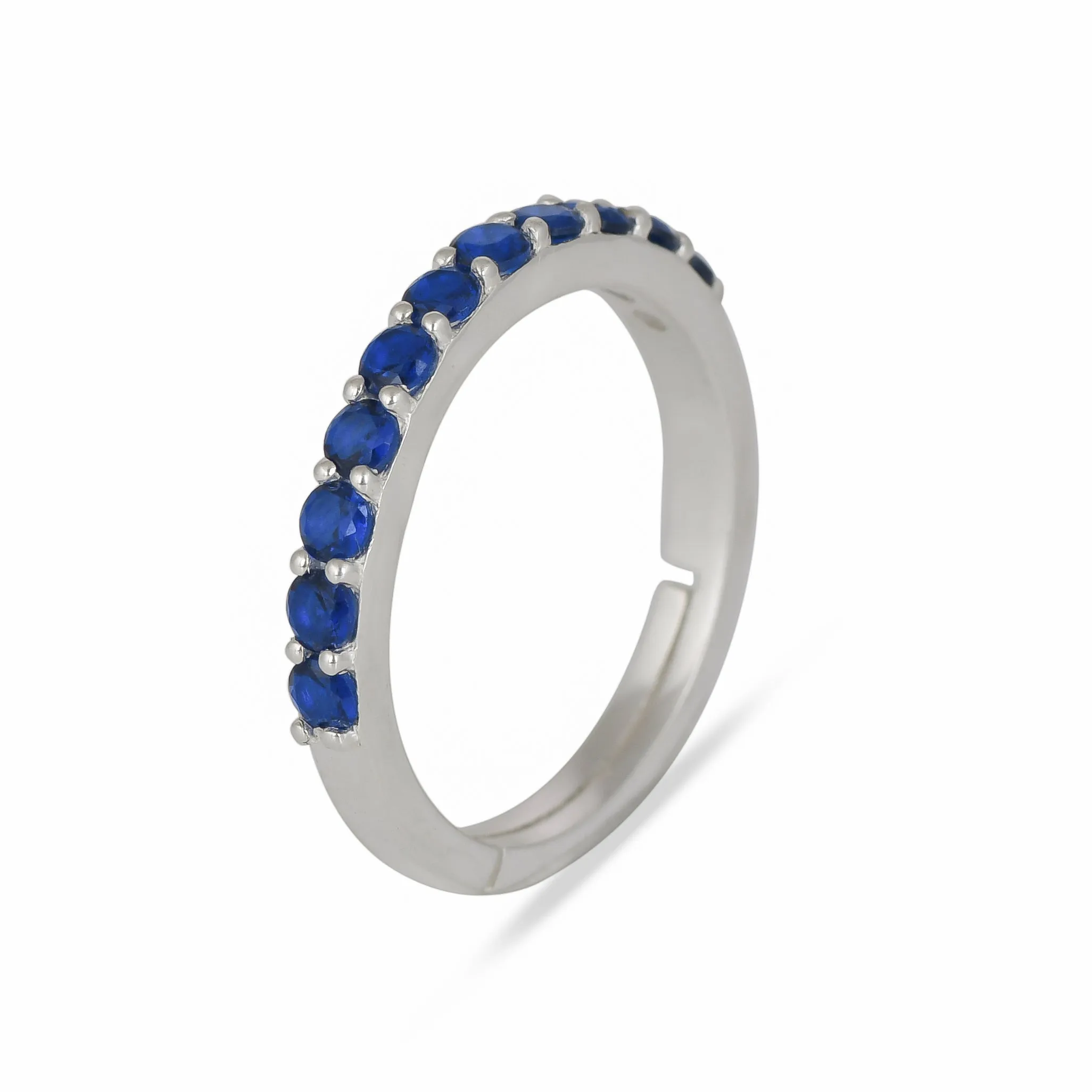 Blue Cz Band Silver Ring - From Purl