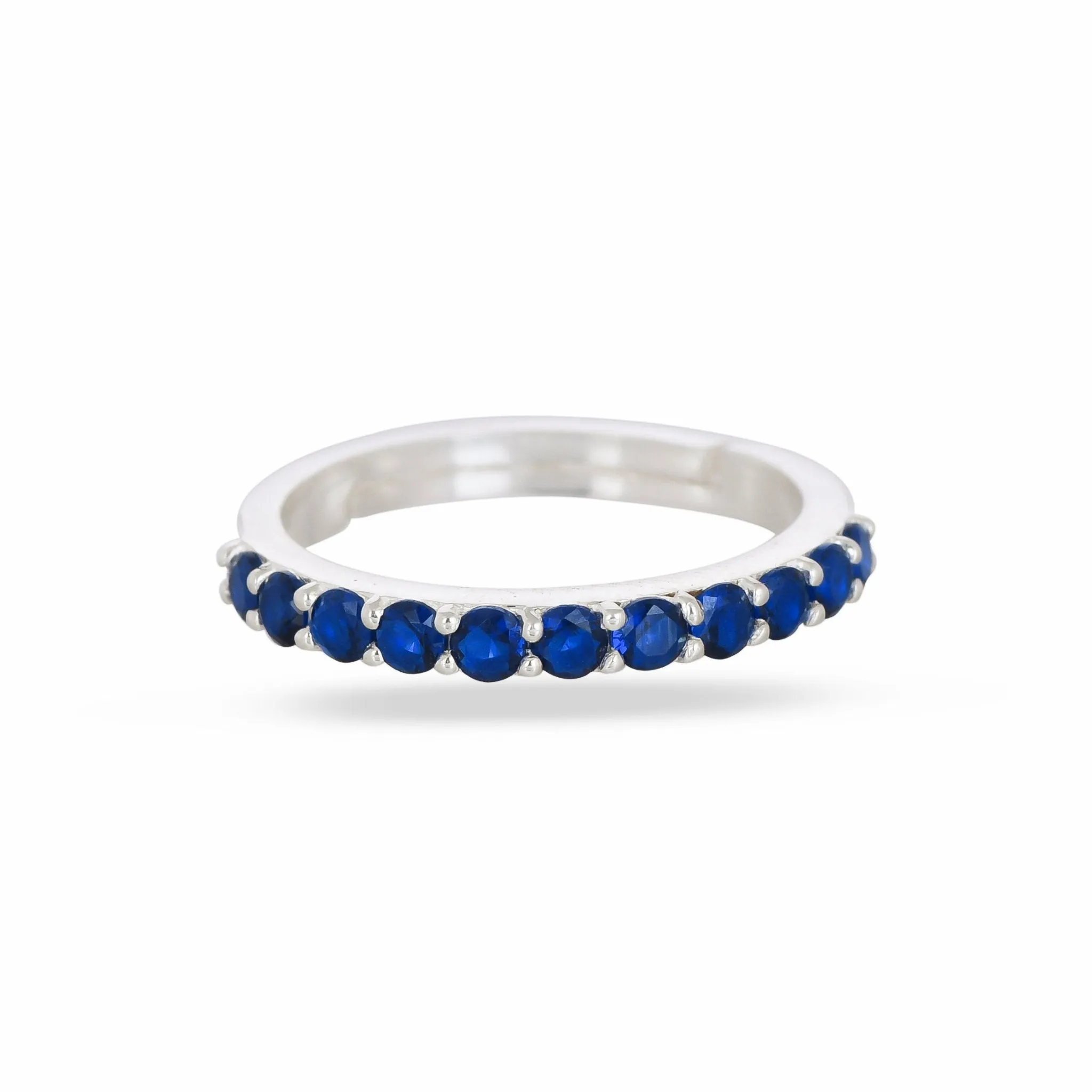 Blue Cz Band Silver Ring - From Purl