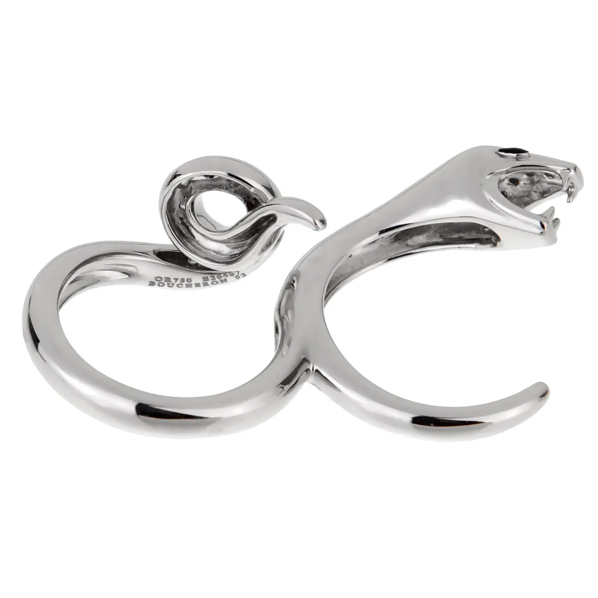Boucheron Kaa Snake Two Finger White Gold Diamond Ring Sz 6