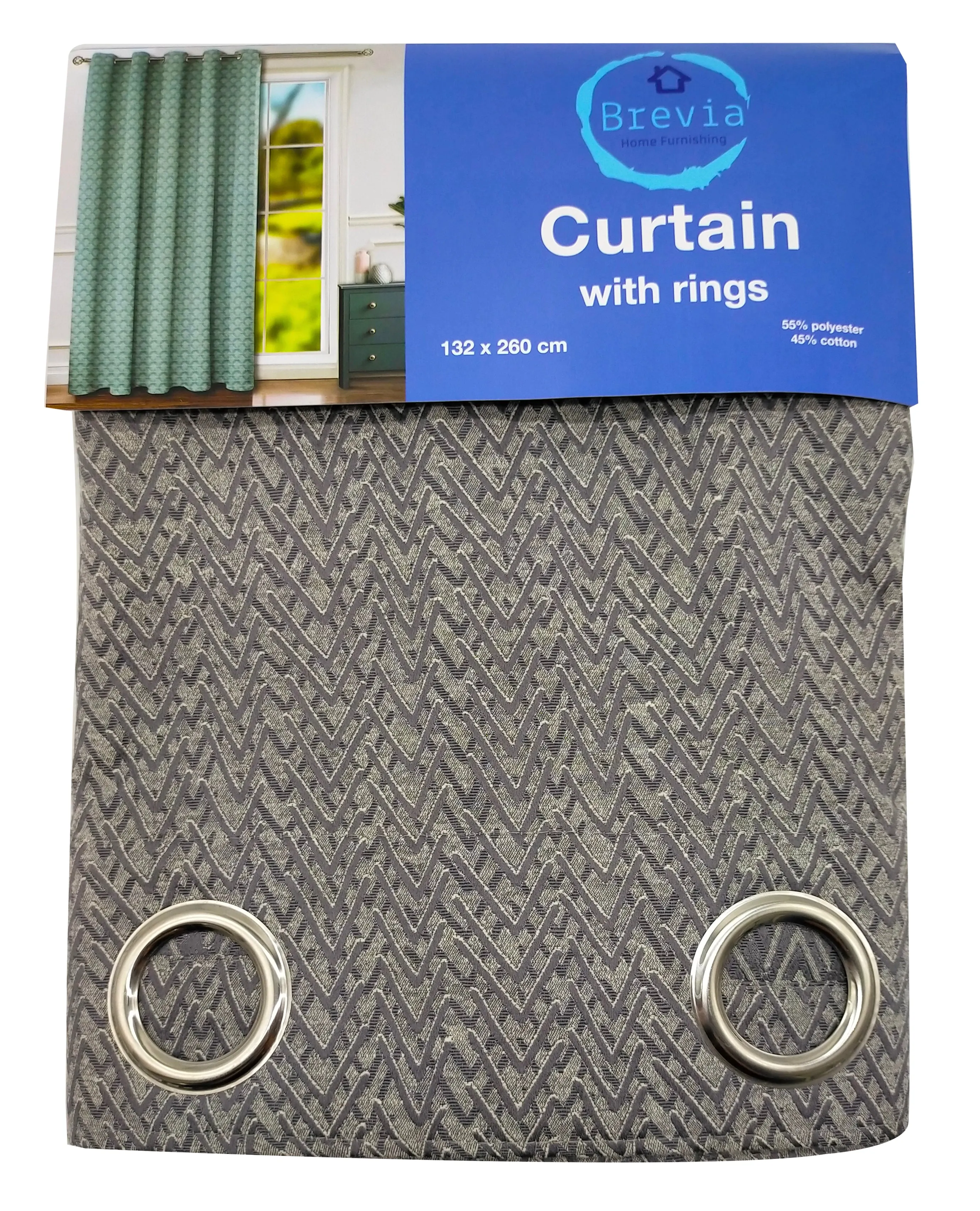 Brevia Geo Triangle Pattern Curtain with Rings