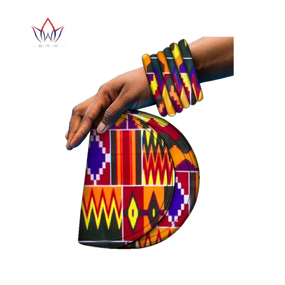 BRW Brand Large Ankara Kente Handmade Bangles and Matching Bag