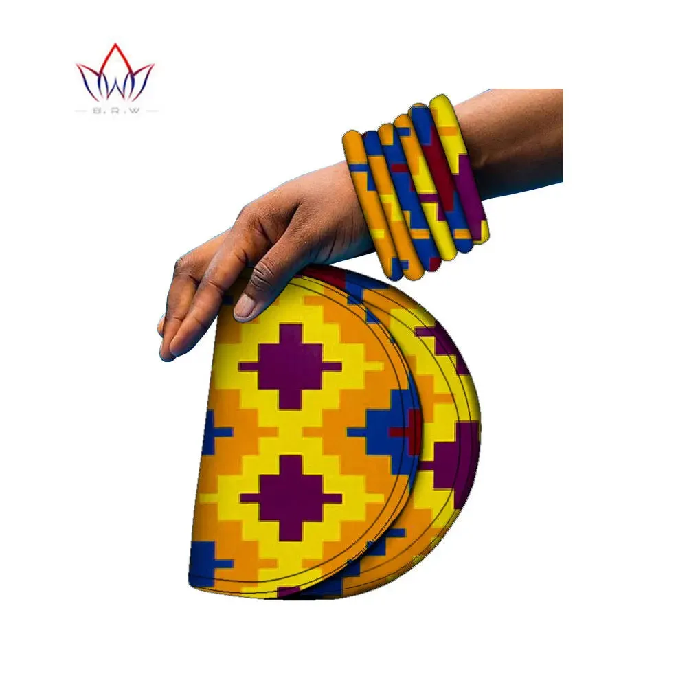 BRW Brand Large Ankara Kente Handmade Bangles and Matching Bag