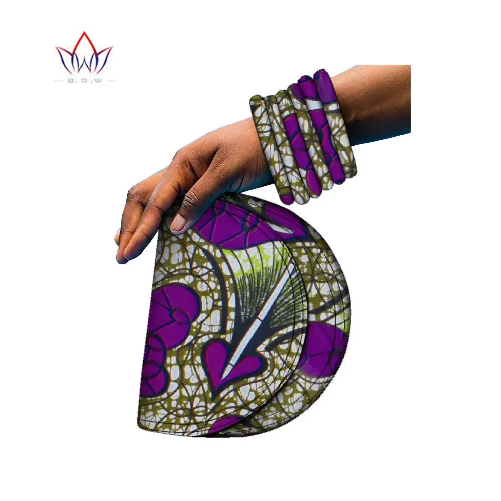 BRW Brand Large Ankara Kente Handmade Bangles and Matching Bag