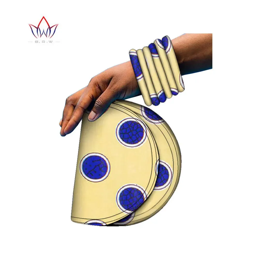 BRW Brand Large Ankara Kente Handmade Bangles and Matching Bag