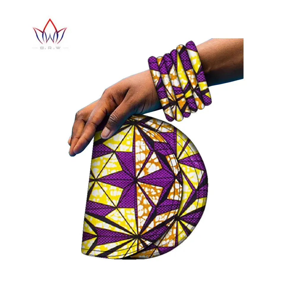 BRW Brand Large Ankara Kente Handmade Bangles and Matching Bag