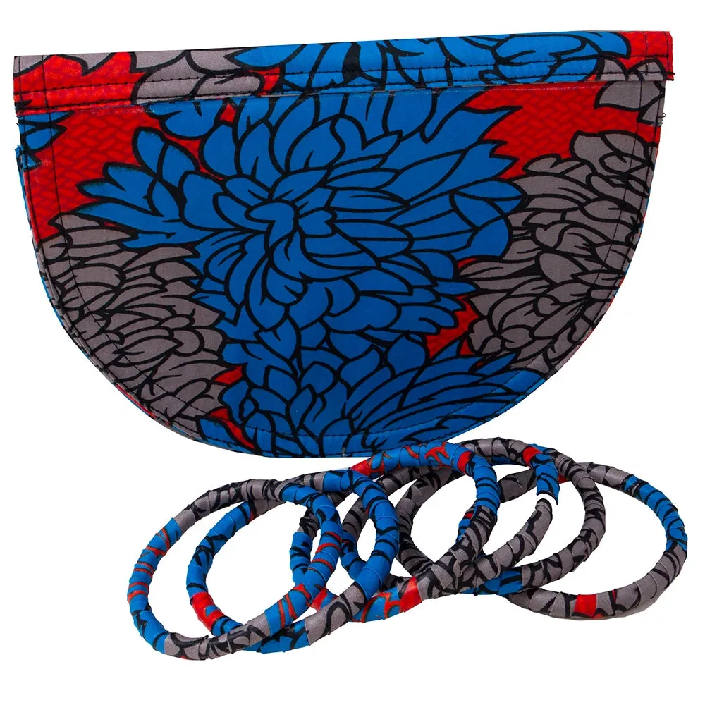 BRW Brand Large Ankara Kente Handmade Bangles and Matching Bag