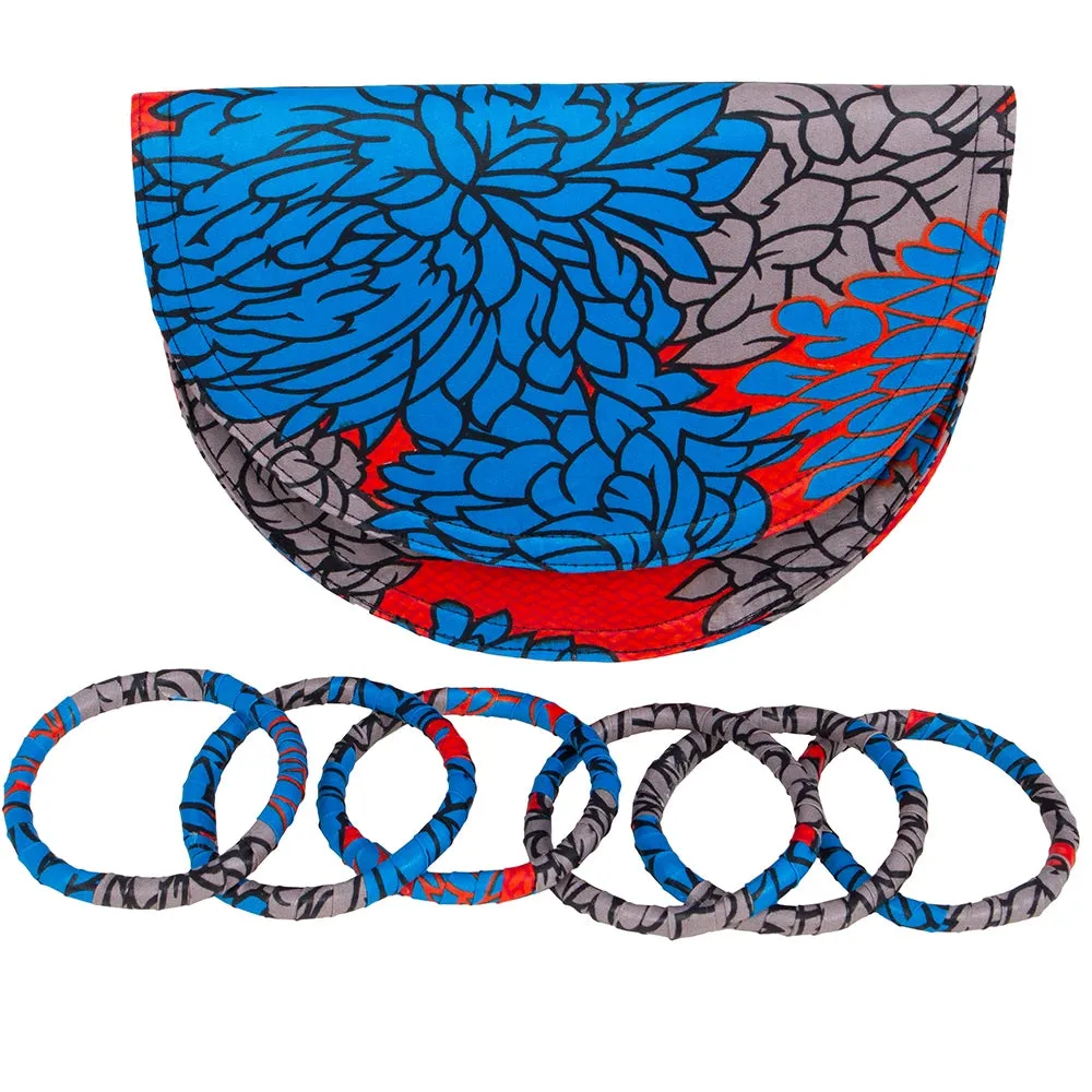 BRW Brand Large Ankara Kente Handmade Bangles and Matching Bag