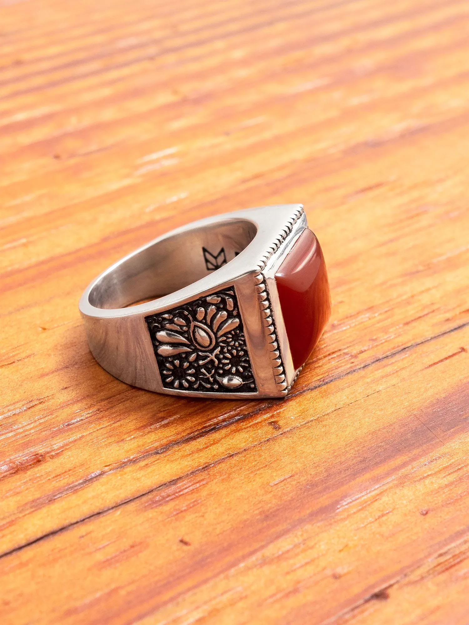 Buick Ring in Silver/Red Garnet